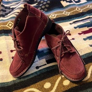 Clarks Chukka Suede Ankle Boots Collection Burgundy Leather Lace up Womens 8